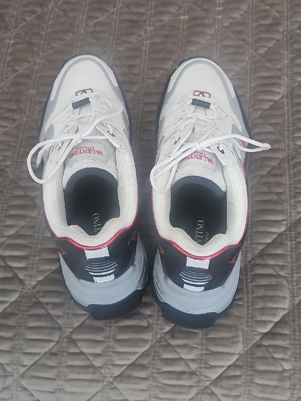 Valentino Men’s White, Gray & Red Chunky Sneakers